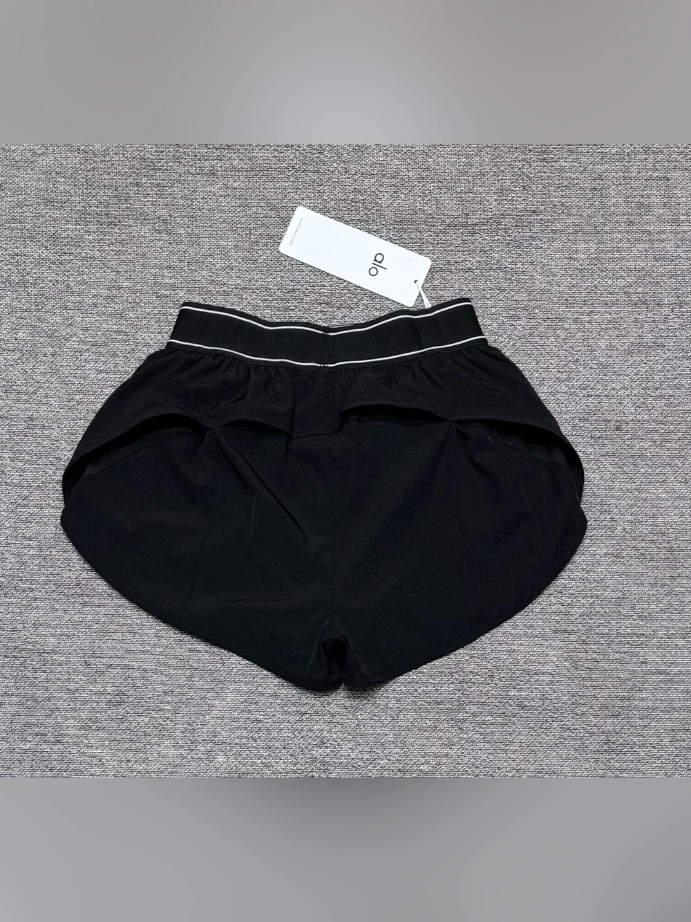 ALO Yoga Black Women's Athletic Track Shorts with White Trim